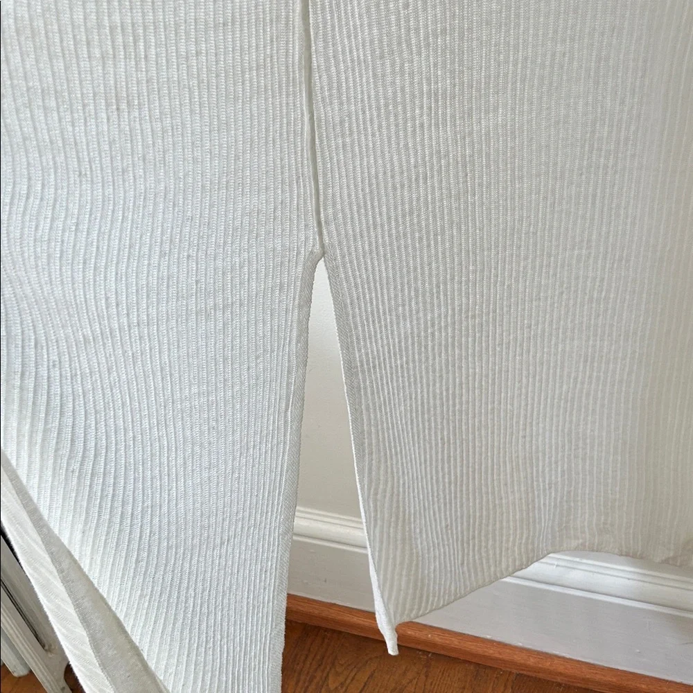 Tahari Sweater Women’s M White Linen Open Front Duster Romantic Feminine - Picture 5 of 16